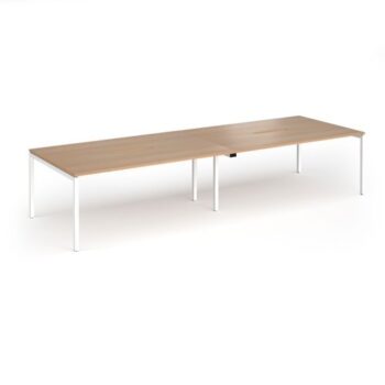 Connex Goal-Post 3600 x 1200 x 725mm Back to Back Desk ( 4 x 1800mm ) - White Frame / Beech Top - GCO36L12-WH-B