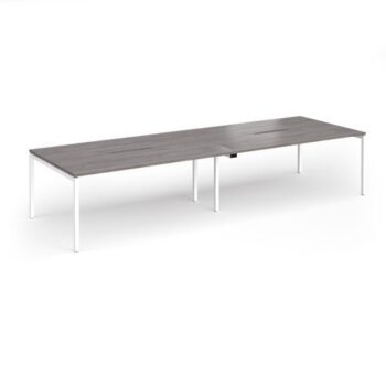 Connex Goal-Post 3600 x 1200 x 725mm Back to Back Desk ( 4 x 1800mm ) - White Frame / Grey Oak Top - GCO36L12-WH-GO