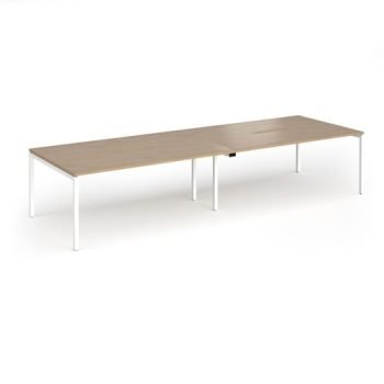 Connex Goal-Post 3600 x 1200 x 725mm Back to Back Desk ( 4 x 1800mm ) - White Frame / Kendal Oak Top - GCO36L12-WH-KO