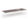 Connex Goal-Post 3600 x 1200 x 725mm Back to Back Desk ( 4 x 1800mm ) - White Frame / Walnut Top - GCO36L12-WH-W
