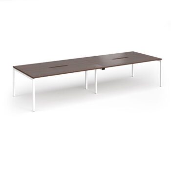 Connex Goal-Post 3600 x 1200 x 725mm Back to Back Desk ( 4 x 1800mm ) - White Frame / Walnut Top - GCO36L12-WH-W