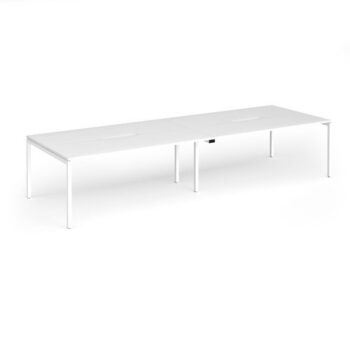 Connex Goal-Post 3600 x 1200 x 725mm Back to Back Desk ( 4 x 1800mm ) - White Frame / White Top - GCO36L12-WH-WH