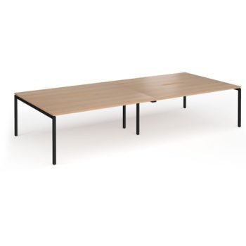 Connex Goal-Post 3600 x 1600 x 725mm Back to Back Desk ( 4 x 1800mm ) - Black Frame / Beech Top - GCO36L16-K-B