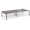 Connex Goal-Post 3600 x 1600 x 725mm Back to Back Desk ( 4 x 1800mm ) - Black Frame / Grey Oak Top - GCO36L16-K-GO