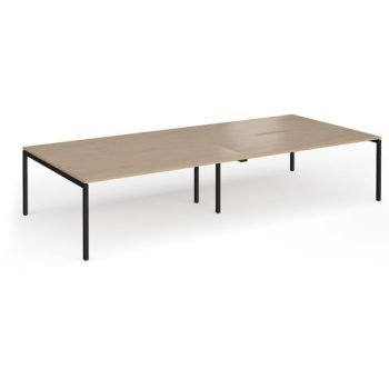 Connex Goal-Post 3600 x 1600 x 725mm Back to Back Desk ( 4 x 1800mm ) - Black Frame / Kendal Oak Top - GCO36L16-K-KO