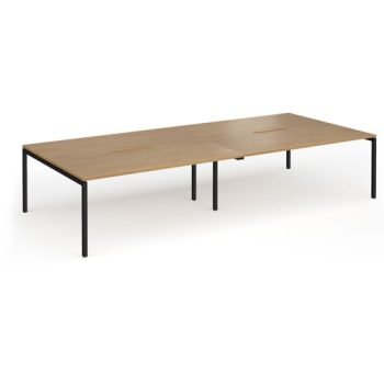 Connex Goal-Post 3600 x 1600 x 725mm Back to Back Desk ( 4 x 1800mm ) - Black Frame / Oak Top - GCO36L16-K-O