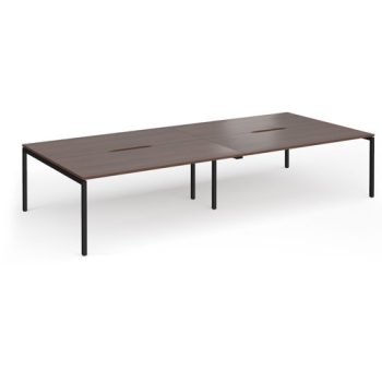 Connex Goal-Post 3600 x 1600 x 725mm Back to Back Desk ( 4 x 1800mm ) - Black Frame / Walnut Top - GCO36L16-K-W