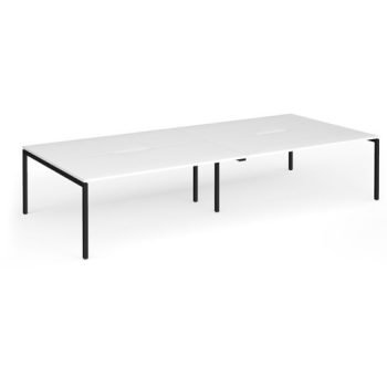 Connex Goal-Post 3600 x 1600 x 725mm Back to Back Desk ( 4 x 1800mm ) - Black Frame / White Top - GCO36L16-K-WH