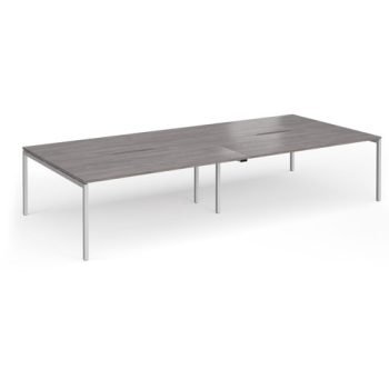 Connex Goal-Post 3600 x 1600 x 725mm Back to Back Desk ( 4 x 1800mm ) - Silver Frame / Grey Oak Top - GCO36L16-S-GO