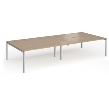 Connex Goal-Post 3600 x 1600 x 725mm Back to Back Desk ( 4 x 1800mm ) - Silver Frame / Kendal Oak Top - GCO36L16-S-KO