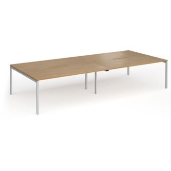 Connex Goal-Post 3600 x 1600 x 725mm Back to Back Desk ( 4 x 1800mm ) - Silver Frame / Oak Top - GCO36L16-S-O