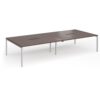 Connex Goal-Post 3600 x 1600 x 725mm Back to Back Desk ( 4 x 1800mm ) - Silver Frame / Walnut Top - GCO36L16-S-W