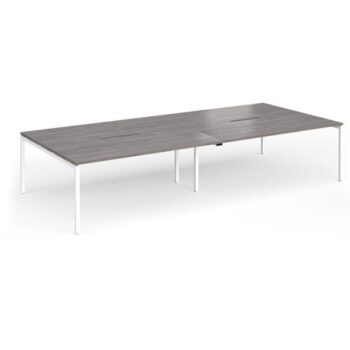 Connex Goal-Post 3600 x 1600 x 725mm Back to Back Desk ( 4 x 1800mm ) - White Frame / Grey Oak Top - GCO36L16-WH-GO