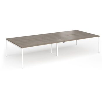 Connex Goal-Post 3600 x 1600 x 725mm Back to Back Desk ( 4 x 1800mm ) - White Frame / Nebraska Oak Top - GCO36L16-WH-NO