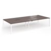 Connex Goal-Post 3600 x 1600 x 725mm Back to Back Desk ( 4 x 1800mm ) - White Frame / Walnut Top - GCO36L16-WH-W