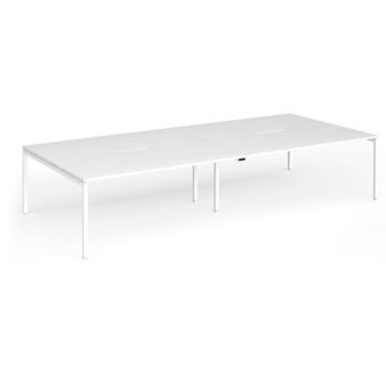 Connex Goal-Post 3600 x 1600 x 725mm Back to Back Desk ( 4 x 1800mm ) - White Frame / White Top - GCO36L16-WH-WH