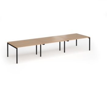 Connex Goal-Post 4200 x 1200 x 725mm Back to Back Desk ( 6 x 1400mm ) - Black Frame / Beech Top - GCO4212-K-B