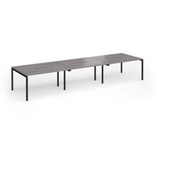 Connex Goal-Post 4200 x 1200 x 725mm Back to Back Desk ( 6 x 1400mm ) - Black Frame / Grey Oak Top - GCO4212-K-GO