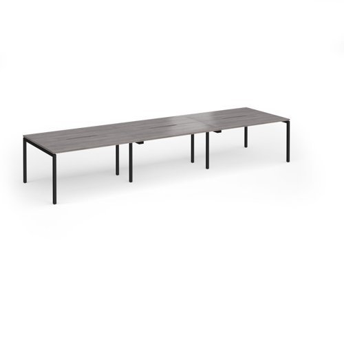 Connex Goal-Post 4200 x 1200 x 725mm Back to Back Desk ( 6 x 1400mm ) - Black Frame / Grey Oak Top - GCO4212-K-GO