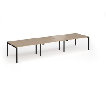 Connex Goal-Post 4200 x 1200 x 725mm Back to Back Desk ( 6 x 1400mm ) - Black Frame / Kendal Oak Top - GCO4212-K-KO