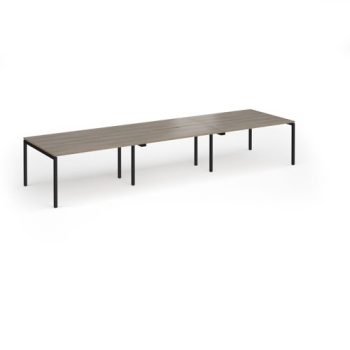 Connex Goal-Post 4200 x 1200 x 725mm Back to Back Desk ( 6 x 1400mm ) - Black Frame / Nebraska Oak Top - GCO4212-K-NO