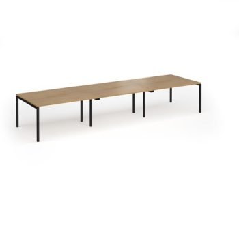 Connex Goal-Post 4200 x 1200 x 725mm Back to Back Desk ( 6 x 1400mm ) - Black Frame / Oak Top - GCO4212-K-O