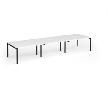 Connex Goal-Post 4200 x 1200 x 725mm Back to Back Desk ( 6 x 1400mm ) - Black Frame / White Top - GCO4212-K-WH