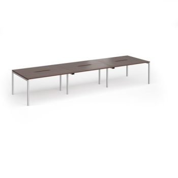 Connex Goal-Post 4200 x 1200 x 725mm Back to Back Desk ( 6 x 1400mm ) - Silver Frame / Walnut Top - GCO4212-S-W