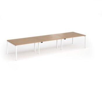 Connex Goal-Post 4200 x 1200 x 725mm Back to Back Desk ( 6 x 1400mm ) - White Frame / Beech Top - GCO4212-WH-B