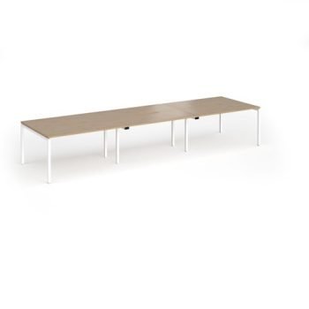 Connex Goal-Post 4200 x 1200 x 725mm Back to Back Desk ( 6 x 1400mm ) - White Frame / Kendal Oak Top - GCO4212-WH-KO