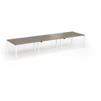 Connex Goal-Post 4200 x 1200 x 725mm Back to Back Desk ( 6 x 1400mm ) - White Frame / Nebraska Oak Top - GCO4212-WH-NO