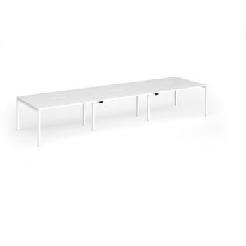 Connex Goal-Post 4200 x 1200 x 725mm Back to Back Desk ( 6 x 1400mm ) - White Frame / White Top - GCO4212-WH-WH
