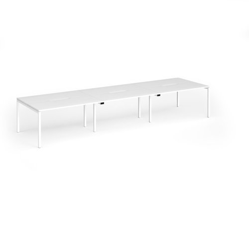 Connex Goal-Post 4200 x 1200 x 725mm Back to Back Desk ( 6 x 1400mm ) - White Frame / White Top - GCO4212-WH-WH