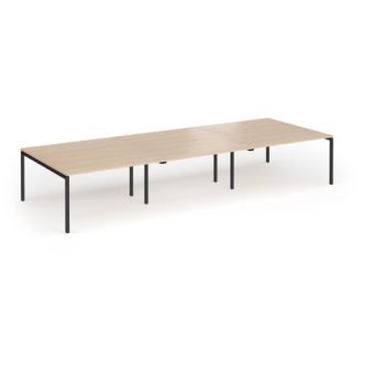 Connex Goal-Post 4200 x 1600 x 725mm Back to Back Desk ( 6 x 1400mm ) - Black Frame / Beech Top - GCO4216-K-B