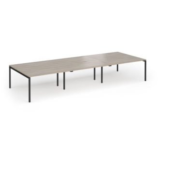 Connex Goal-Post 4200 x 1600 x 725mm Back to Back Desk ( 6 x 1400mm ) - Black Frame / Nebraska Oak Top - GCO4216-K-NO