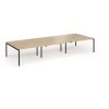 Connex Goal-Post 4200 x 1600 x 725mm Back to Back Desk ( 6 x 1400mm ) - Black Frame / Oak Top - GCO4216-K-O
