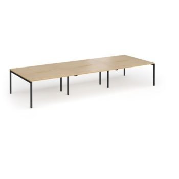 Connex Goal-Post 4200 x 1600 x 725mm Back to Back Desk ( 6 x 1400mm ) - Black Frame / Oak Top - GCO4216-K-O