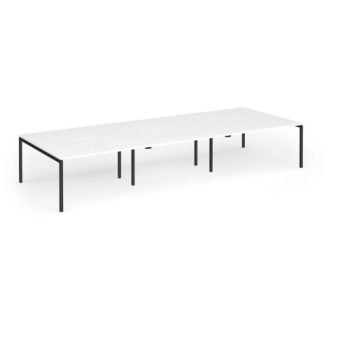 Connex Goal-Post 4200 x 1600 x 725mm Back to Back Desk ( 6 x 1400mm ) - Black Frame / White Top - GCO4216-K-WH