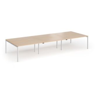Connex Goal-Post 4200 x 1600 x 725mm Back to Back Desk ( 6 x 1400mm ) - Silver Frame / Beech Top - GCO4216-S-B