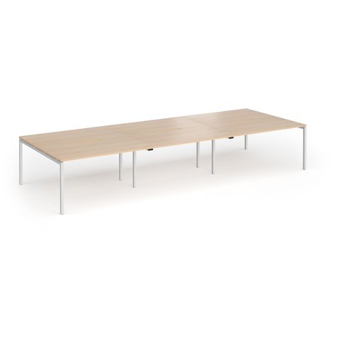 Connex Goal-Post 4200 x 1600 x 725mm Back to Back Desk ( 6 x 1400mm ) - Silver Frame / Beech Top - GCO4216-S-B