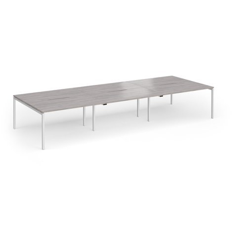 Connex Goal-Post 4200 x 1600 x 725mm Back to Back Desk ( 6 x 1400mm ) - Silver Frame / Grey Oak Top - GCO4216-S-GO