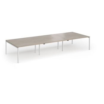 Connex Goal-Post 4200 x 1600 x 725mm Back to Back Desk ( 6 x 1400mm ) - Silver Frame / Nebraska Oak Top - GCO4216-S-NO