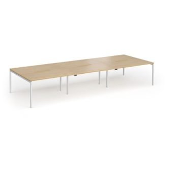Connex Goal-Post 4200 x 1600 x 725mm Back to Back Desk ( 6 x 1400mm ) - Silver Frame / Oak Top - GCO4216-S-O