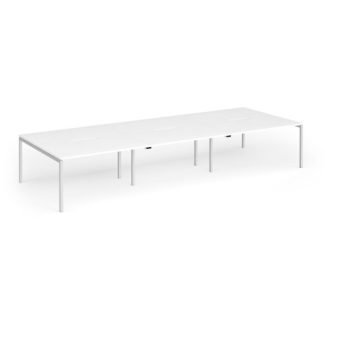 Connex Goal-Post 4200 x 1600 x 725mm Back to Back Desk ( 6 x 1400mm ) - Silver Frame / White Top - GCO4216-S-WH