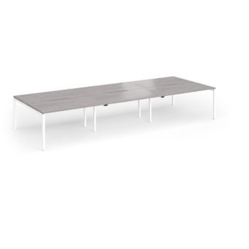 Connex Goal-Post 4200 x 1600 x 725mm Back to Back Desk ( 6 x 1400mm ) - White Frame / Grey Oak Top - GCO4216-WH-GO