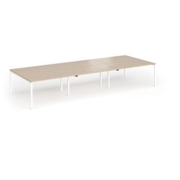 Connex Goal-Post 4200 x 1600 x 725mm Back to Back Desk ( 6 x 1400mm ) - White Frame / Kendal Oak Top - GCO4216-WH-KO