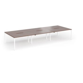 Connex Goal-Post 4200 x 1600 x 725mm Back to Back Desk ( 6 x 1400mm ) - White Frame / Walnut Top - GCO4216-WH-W