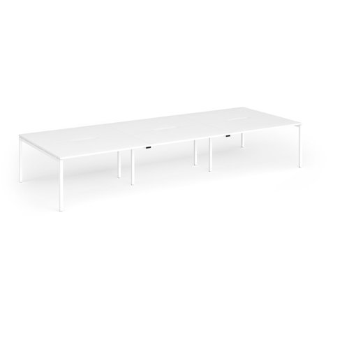 Connex Goal-Post 4200 x 1600 x 725mm Back to Back Desk ( 6 x 1400mm ) - White Frame / White Top - GCO4216-WH-WH