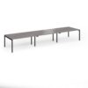 Connex Goal-Post 4800 x 1200 x 725mm Back to Back Desk ( 6 x 1600mm ) - Black Frame / Grey Oak Top - GCO4812-K-GO
