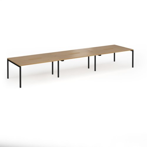 Connex Goal-Post 4800 x 1200 x 725mm Back to Back Desk ( 6 x 1600mm ) - Black Frame / Oak Top - GCO4812-K-O